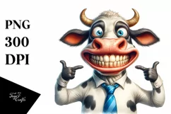 Funny Cow Portrait with Tie | Sublimation | Clipart Product Image 3
