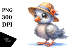 Funny Baby Dove with Sun Hat | Sublimation | Clipart Product Image 1
