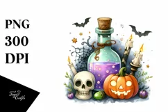 Funny Watercolor Halloween Sticker Clipart Product Image 3
