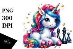 Watercolor Baby Unicorn Competition Floor PNG Product Image 1