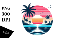 tropical Sunset Tshirt Design, PNG Product Image 1