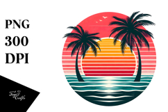 tropical Sunset Tshirt Design, PNG Product Image 1