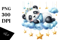 Whimsical Panda Sleeping on Cloud | Clipart Product Image 1