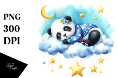 Whimsical Baby Panda on Cloud Clipart Product Image 1