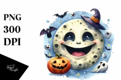 Funny Watercolor Halloween Sticker Clipart Product Image 1