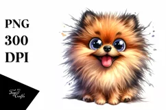 Funny Crazy Watercolor Pomeranian | Clipart Product Image 3