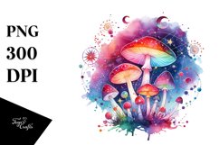 Colorful Magical Mushroom Celestial Sublimation Clipart Product Image 3