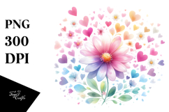Colorful Flower with Heart Petals PNG Product Image 1