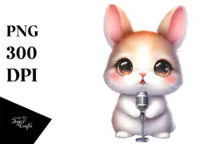 Cute Baby Rabbit with Singer Look, High-Res PNG Product Image 1