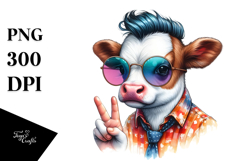 Modest Baby Cow Posing PNG Product Image 1