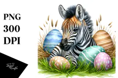 Digital Watercolor with Baby Zebra in Grass Product Image 1