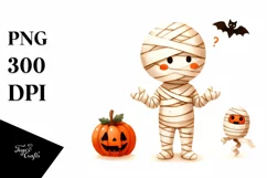 Simple Funny Halloween Mummy, Transparent PNG Product Image 1