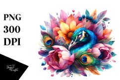 Colorful Sleeping Peacock Sublimation Clipart Product Image 1