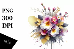 Vibrant Bouquet with Primrose | Sublimation | Clipart Product Image 3