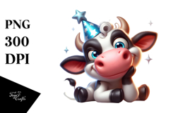 Cute Cow with Party Hat, Vector Art Product Image 1