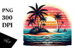 Retro Tropical Island Sunset PNG Product Image 1