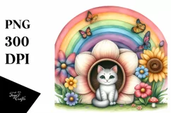 Seated Rainbow,Colorful Flowers | Sublimation,Clipart Product Image 1