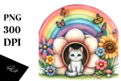Seated Rainbow,Colorful Flowers | Sublimation,Clipart Product Image 1