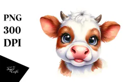 Energetic Baby Cow with Big Eyes, PNG Product Image 1
