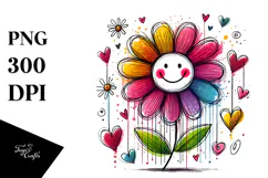 Smiling Flower with Hearts, PNG Product Image 1