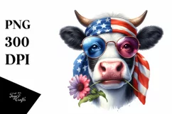 Fancy es Cow Portrait Wearing | Sublimation | Clipart Product Image 1