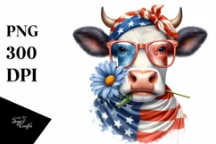 Fancy es Cow Portrait Wearing | Sublimation | Clipart Product Image 1