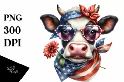 Fancy es Cow Portrait Wearing | Sublimation | Clipart Product Image 1