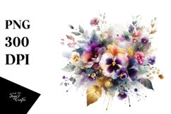 Colorful Pansy Watercolor Abstract | Sublimation Clipart Product Image 1