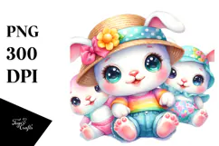 Cute Baby Bunny Cuddling PNG Product Image 1