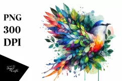 Abstract Vibrant Watercolor Bird PNG Product Image 1