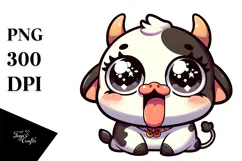Cute Cow with Oversize Sunglasses PNG Product Image 1