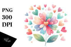 Colorful Flower with Heart Petals PNG Product Image 1