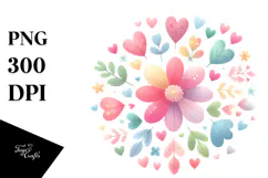 Colorful Flower with Heart Petals PNG Product Image 1