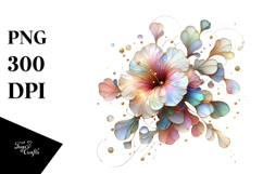 Shiny Petunia with Golden Frame PNG Product Image 1