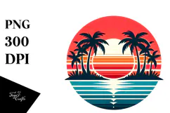 Retro Tropical Island Sunset, 20 oz Tumbler Product Image 1