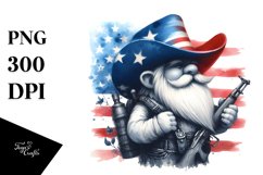 Patriotic Cowboy Gnome Watercolor Clipart Product Image 1