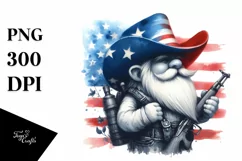 Patriotic Cowboy Gnome Watercolor Clipart Product Image 1