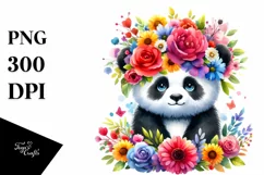 Cartoon-Style Watercolor Panda Flower Crown Product Image 3