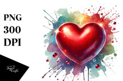 Red Heart Digital Painting PNG Product Image 1