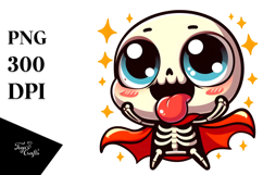 Cartoony Skeleton with Superhero Cape, High-Quality PNG Product Image 1