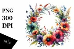 Vibrant Wreath with Wild Flowers Watercolor Product Image 3