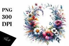 Vibrant Wreath with Wild Flowers Watercolor Product Image 1