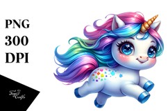 Vibrant Running Baby Unicorn PNG Product Image 1