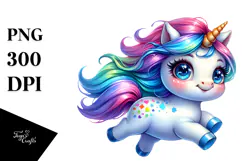 Vibrant Running Baby Unicorn PNG Product Image 1