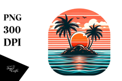 Retro Tropical Island Sunset PNG Product Image 1