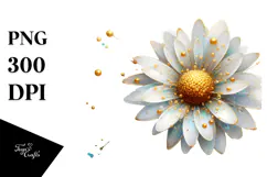Golden Daisy Watercolor PNG Product Image 1
