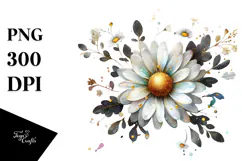 Golden Daisy Watercolor PNG Product Image 1