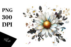 Golden Daisy Watercolor PNG Product Image 1
