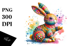 Colorful Bunny Wood PNG Product Image 1