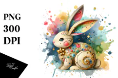 Colorful Bunny Wood PNG Product Image 1